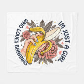 Gewoon een meisje dat van bananen houdt fleece deken (Voorkant (Horizontaal))