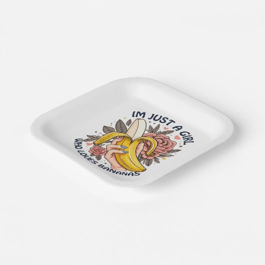 Gewoon een meisje dat van bananen houdt papieren bordje (Gebogen)
