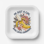 Gewoon een meisje dat van bananen houdt papieren bordje (Voorkant)