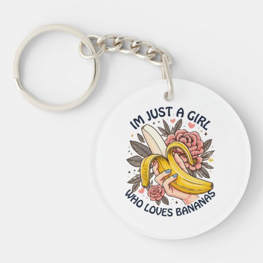 Gewoon Een Meisje Dat Van Bananen Houdt Sleutelhanger (Voorkant)