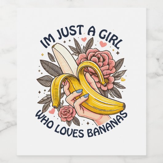 Gewoon een meisje dat van bananen houdt wijn etiket (Enkel label)