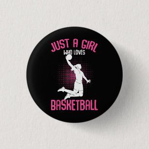 Gewoon een meisje dat van basketbal houdt kinderen ronde button 3,2 cm