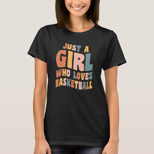Gewoon een meisje dat van Basketball Apparel Baske T-shirt (Voorkant)