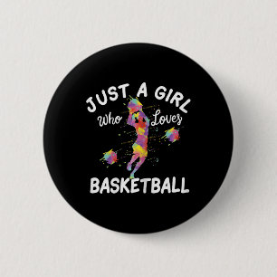 Gewoon een meisje dat van Basketball houdt Ronde Button 5,7 Cm