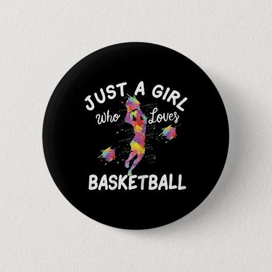 Gewoon een meisje dat van Basketball houdt Ronde Button 5,7 Cm (Voorkant)