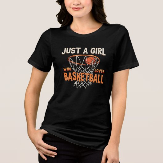 Gewoon een meisje dat van Basketball houdt Tri-Blend Shirt (Voorkant)