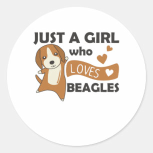 Gewoon een meisje dat van beagles houdt - een zoet ronde sticker
