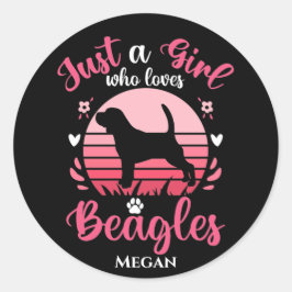 Gewoon een meisje dat van Beagles houdt, gepersona Ronde Sticker