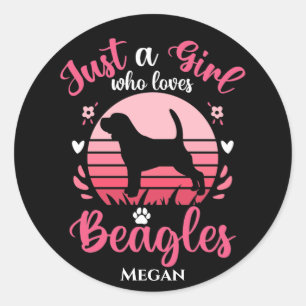 Gewoon een meisje dat van Beagles houdt, gepersona Ronde Sticker