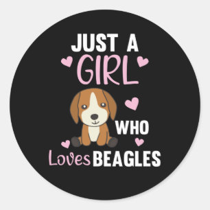 Gewoon een meisje dat van Beagles Kawaii Dog Beagl Ronde Sticker