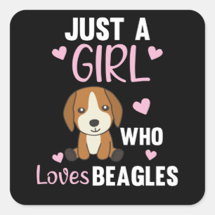 Gewoon een meisje dat van Beagles Kawaii Dog Beagl Vierkante Sticker