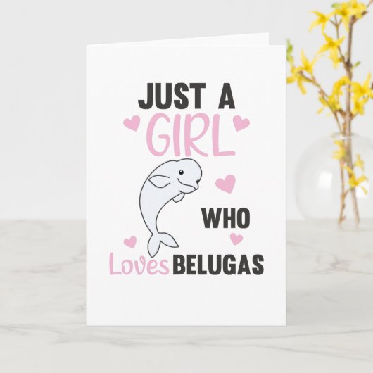Gewoon een meisje dat van Beluga Whales Sweet Whal Kaart (Gele Bloem)