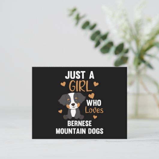 Gewoon een meisje dat van Bernese Mountain Dog Dog Briefkaart (Staand voorkant)