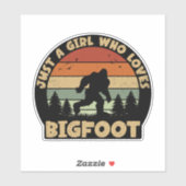 Gewoon een meisje dat van Bigfoot Funny Retro hou Sticker (Vel)