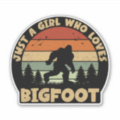 Gewoon een meisje dat van Bigfoot Funny Retro hou Sticker (Voorkant)