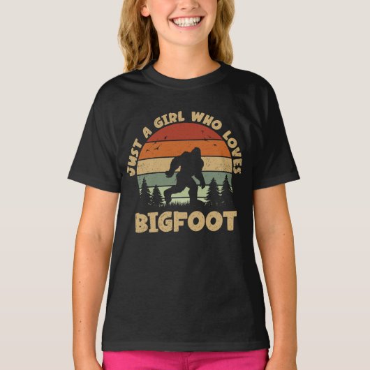 Gewoon een meisje dat van Bigfoot Funny Retro hou T-shirt (Voorkant)