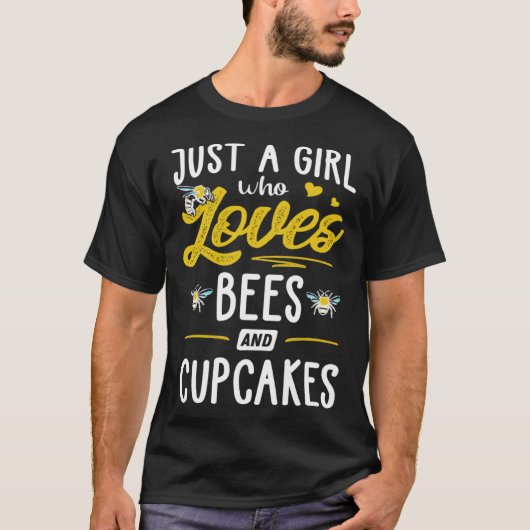 Gewoon een meisje dat van bijen en cupcakes vrouwe t-shirt (Voorkant)