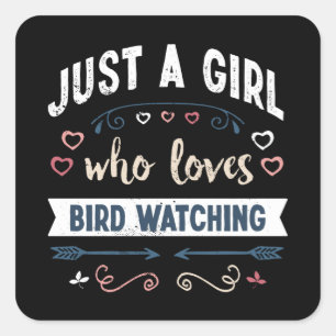 Gewoon een meisje dat van Bird houdt als hij grapp Vierkante Sticker
