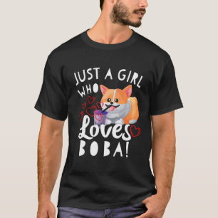 Gewoon een meisje dat van Boba Tea Cute Kawaii Cor T-shirt