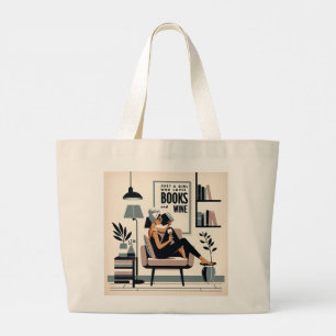 Gewoon een meisje dat van boeken en wijn houdt grote tote bag