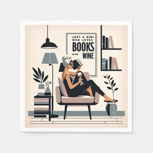 Gewoon een meisje dat van boeken en wijn houdt servet (Voorkant)