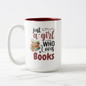 Gewoon een meisje dat van boeken houdt - Book Love Tweekleurige Koffiemok (Links)