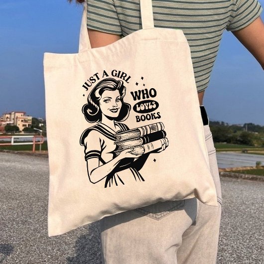 Gewoon een meisje dat van boeken houdt Retro Bookl Tote Bag