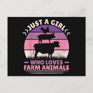 Gewoon een meisje dat van boerderijdieren houdt en briefkaart