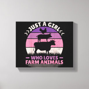 Gewoon een meisje dat van boerderijdieren houdt en canvas afdruk