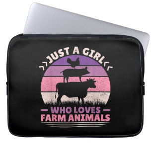 Gewoon een meisje dat van boerderijdieren houdt en laptop sleeve