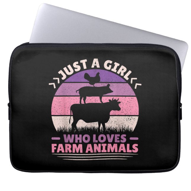 Gewoon een meisje dat van boerderijdieren houdt en laptop sleeve (Voorkant)