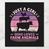 Gewoon een meisje dat van boerderijdieren houdt en wijn etiket (Enkel label)