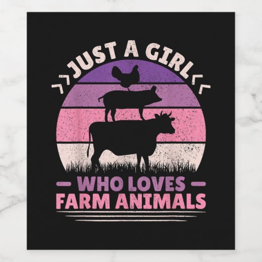 Gewoon een meisje dat van boerderijdieren houdt en wijn etiket (Enkel label)