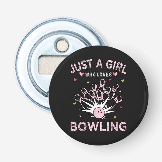Gewoon een meisje dat van bowlen houdt button flesopener (Voorkant)