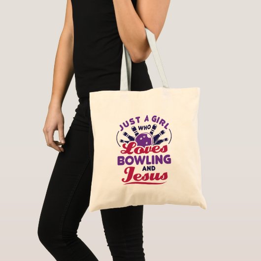 Gewoon een meisje dat van Bowling houdt en Jezus Tote Bag (Voorkant (product))