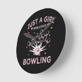 Gewoon Een Meisje Dat Van Bowling Houdt Ronde Klok (Hoek)