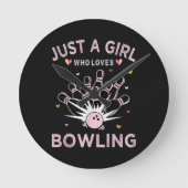 Gewoon Een Meisje Dat Van Bowling Houdt Ronde Klok (Voorkant)