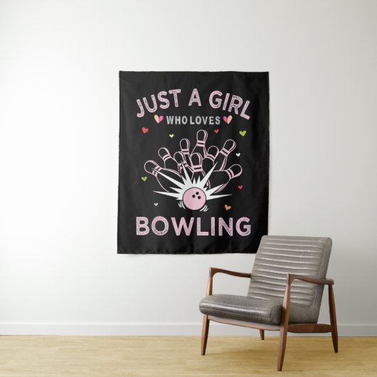 Gewoon Een Meisje Dat Van Bowling Houdt Wandkleed (In situ)