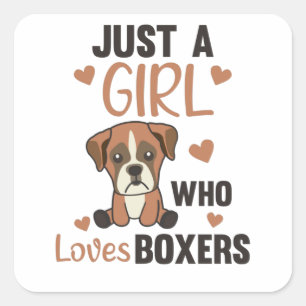 Gewoon een meisje dat van Boxer Kawaii Dogs houdt Vierkante Sticker
