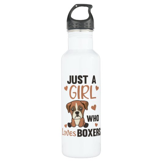 Gewoon een meisje dat van Boxer Kawaii Dogs houdt Waterfles (Voorkant)