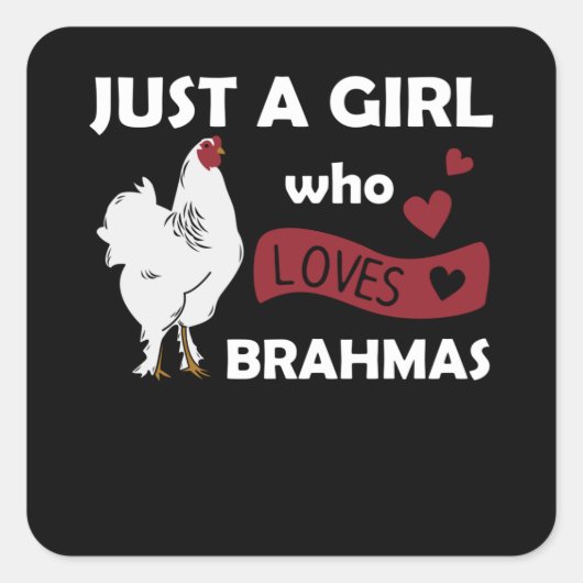 Gewoon een meisje dat van brahmas houdt... vierkante sticker (Voorkant)