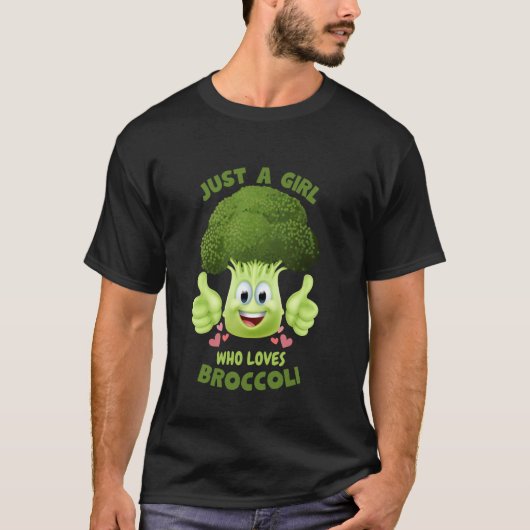 Gewoon een meisje dat van broccoli groenten vegeta t-shirt (Voorkant)
