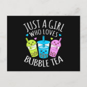 Gewoon een meisje dat van Bubble Tea Boba Kawaii T Briefkaart (Voorkant)