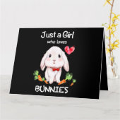 Gewoon een meisje dat van Bunnies Bunnies Rabbit L Kaart (Gele Bloem)