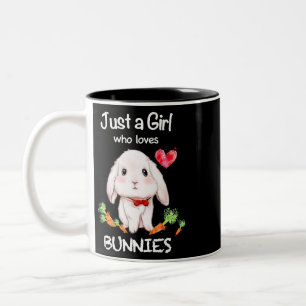 Gewoon een meisje dat van Bunnies Bunnies Rabbit L Tweekleurige Koffiemok