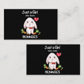 Gewoon een meisje dat van Bunnies Bunnies Rabbit L Visitekaartje (Voorkant / Achterkant)