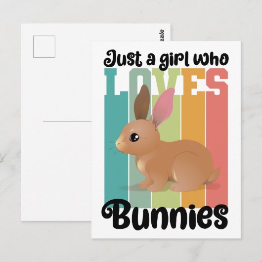 Gewoon een meisje dat van Bunnies Easter Bunny Cut Briefkaart (Voorkant / Achterkant)