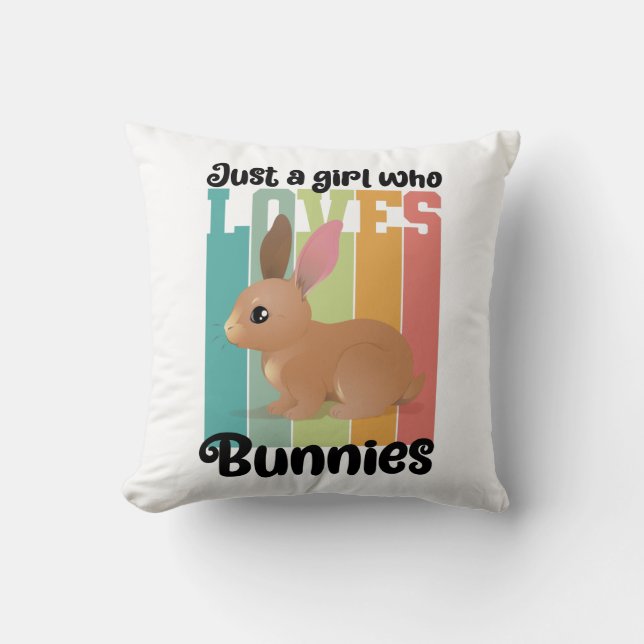 Gewoon een meisje dat van Bunnies Easter Bunny Cut Kussen (Voorkant)