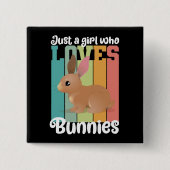 Gewoon een meisje dat van Bunnies Easter Bunny Cut Vierkante Button 5,1 Cm (Voorkant)