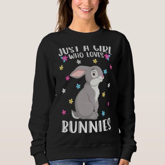 Gewoon een meisje dat van Bunnies Funny Rabbit hou Trui (Voorkant)